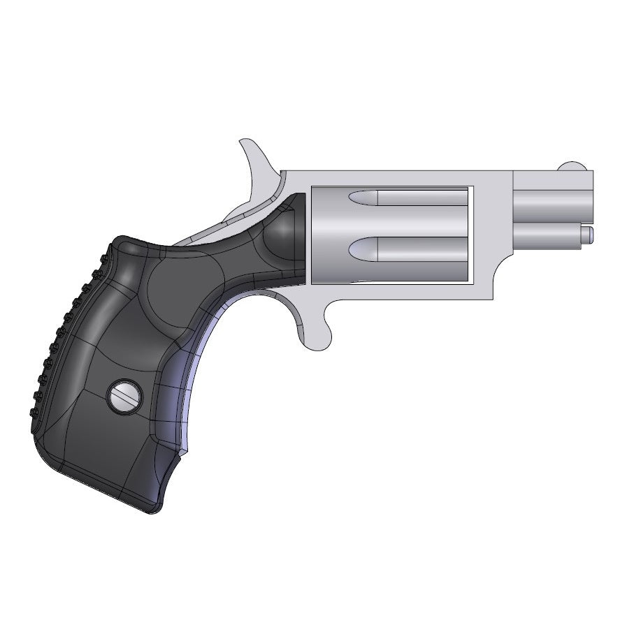 Grips for North American Arms (NAA) .22WMR/.22Magnum revolvers, Plastic and Rubber, Color: Black